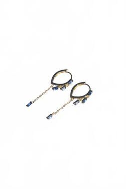 NEW NATIVE GEM women's sparkler huggies earring in blue sapphire